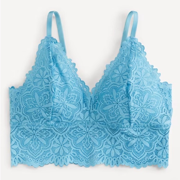 4/$25 NWT Old Navy Lace Longline Bralette Blue Cool Rain Sz XL - Picture 4 of 7